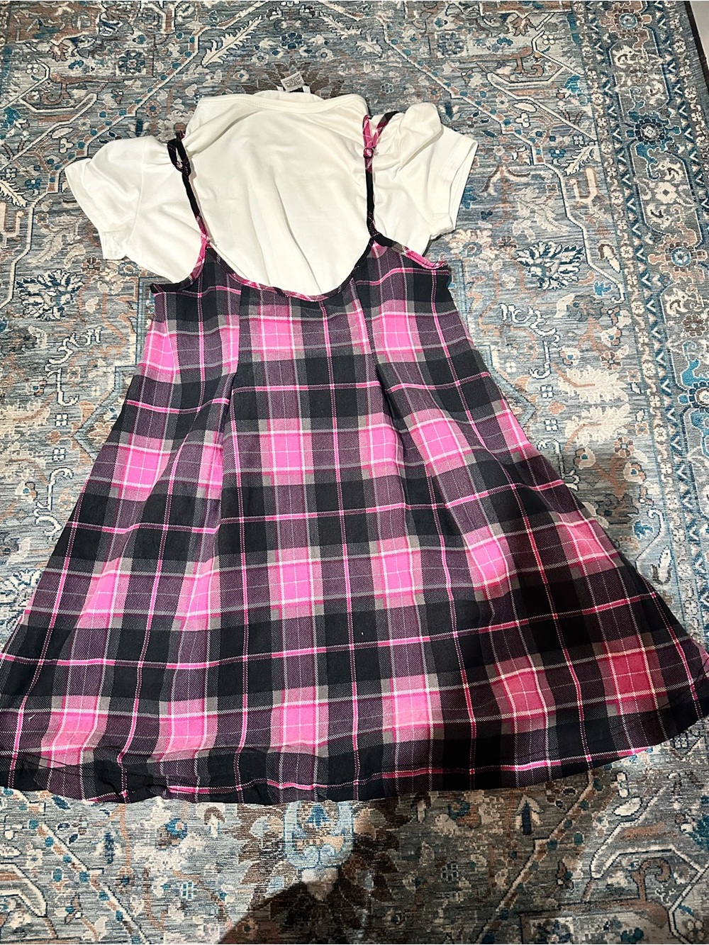 Rue21 Pink and Black Plaid Spaghetti Strap Dress